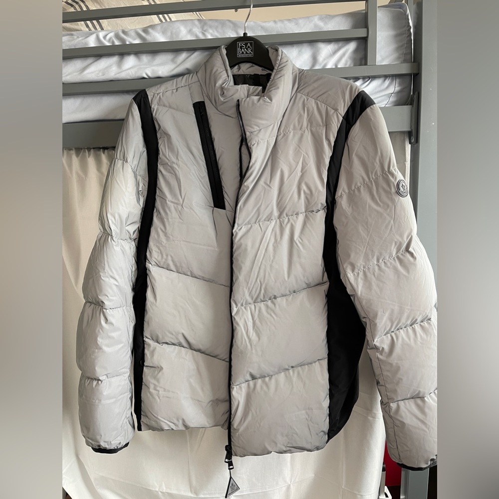 Moncler Leblanc Giubbotto Reflective Shell-down Hooded Jacket In Silver Size 6